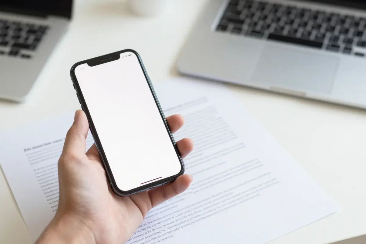 Person sending a fax from an iPhone using a fax app in 2026