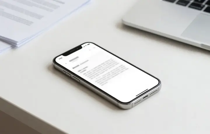 Person sending a fax from an iPhone without a fax machine
