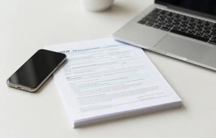 Person faxing IRS tax forms from a phone without a fax machine