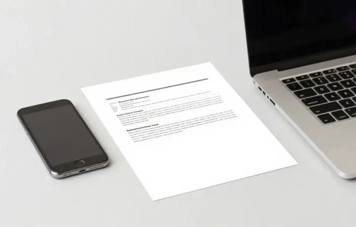 Desk with a phone and laptop showing an online fax service being tested