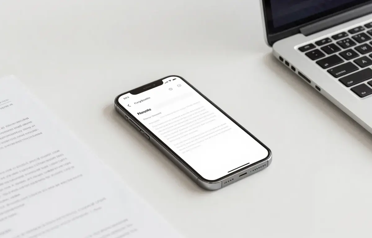 Sending a first fax from a phone app on a bright desk