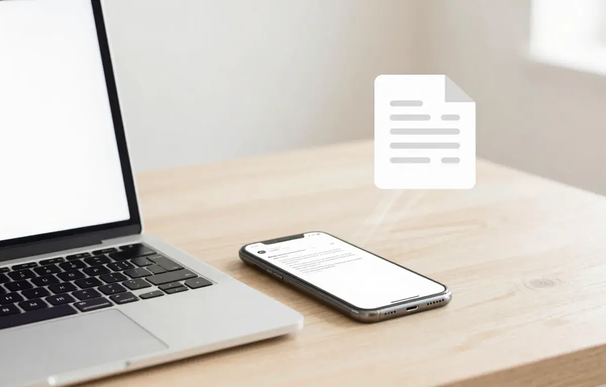 Illustration of an online fax sent from a laptop and phone without a fax machine